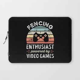 Fencing Enthusiast powered by Video Games Laptop Sleeve