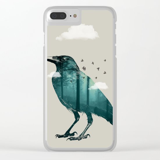 Teal Raven Clear iPhone Case