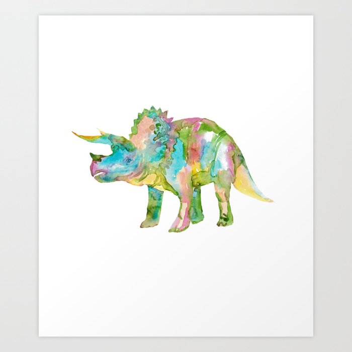 Triceratops dinosaur painting  Art Print