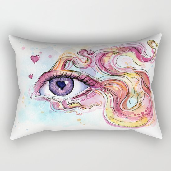 Eye Betta Fish Surreal Animal Hearts Watercolor Rectangular Pillow