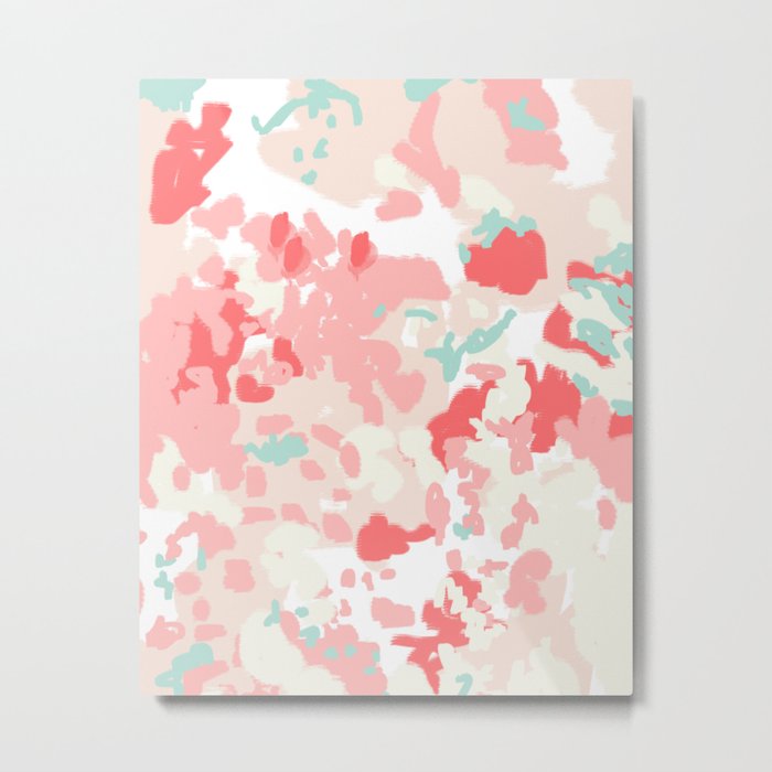Kelsie - cute abstract minimal pink blush painterly dorm college office trendy decor Metal Print
