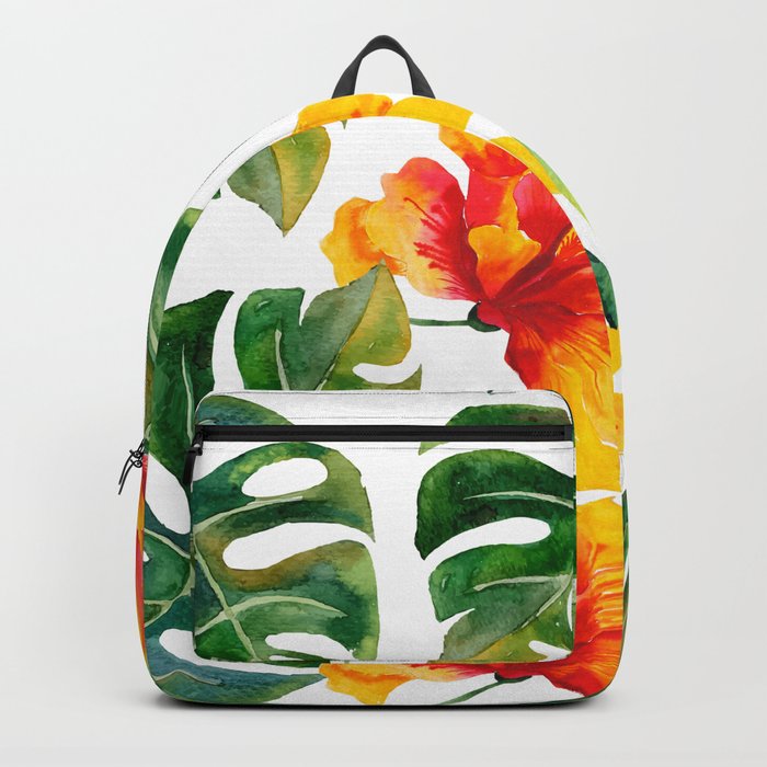 Monstera And Hibiscus Backpack