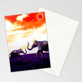 Elephants Dance under the Eclipse  Stationery Card