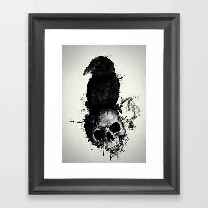 Raven and Skull Framed Art Print