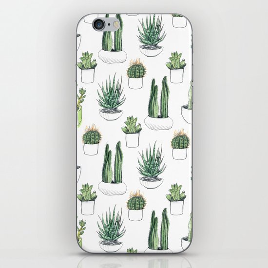 watercolour cacti and succulent iPhone Skin