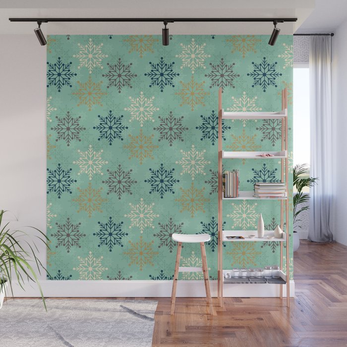 Christmas Pattern Snowflake Floral Retro Classic Wall Mural