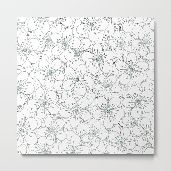 Cherry Blossom Mint Metal Print