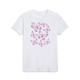 Watercolor Butterflies, Blush, Lilac Kids T Shirt