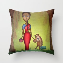 Red Riding Hood and the Little Bad Wolf Throw Pillow
