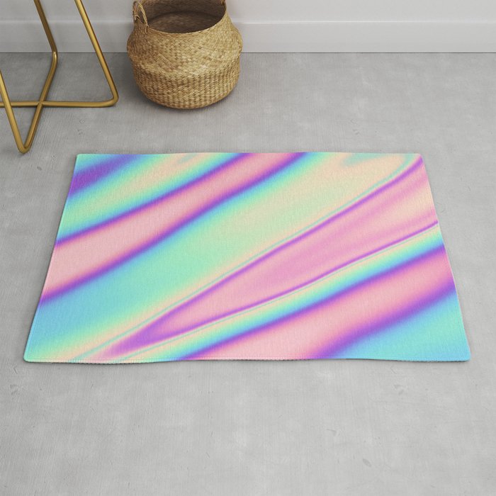 Holographic Foil Neon Pastel Colorful Pattern Abstract Marble Multi Colored Gradient Rug