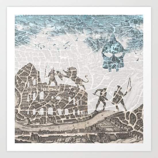 Rome of Gladiators - vintage map Art Print