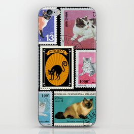 Cat post mail stamp iPhone Skin