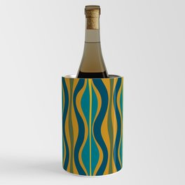 Hourglass Abstract Mid Century Modern Pattern in Moroccan Blue, Green, Teal, and Mustard Wine Chiller