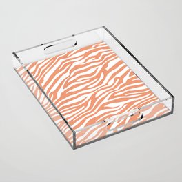 Coral Zebra Animal Print Acrylic Tray