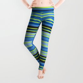  IN BLUE TONES - PARALLEL LINES ON RECTANGULAR FORMATION Leggings
