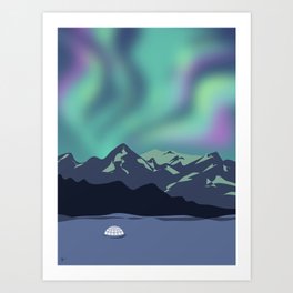 Mountain Northern Lights Art Print
