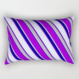 [ Thumbnail: Lavender, Dark Blue, Dark Violet, and Dark Grey Colored Lined Pattern Rectangular Pillow ]
