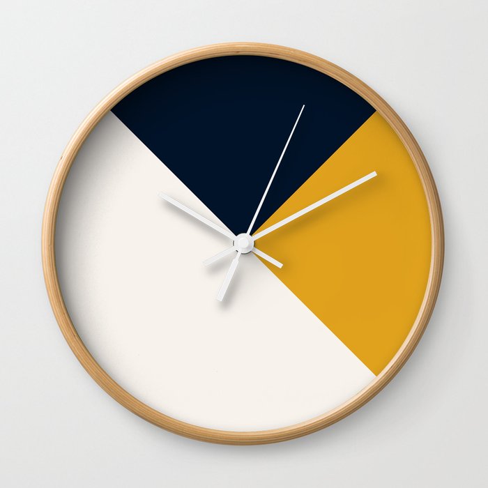 Tricolor Geometry Navy Yellow Wall Clock