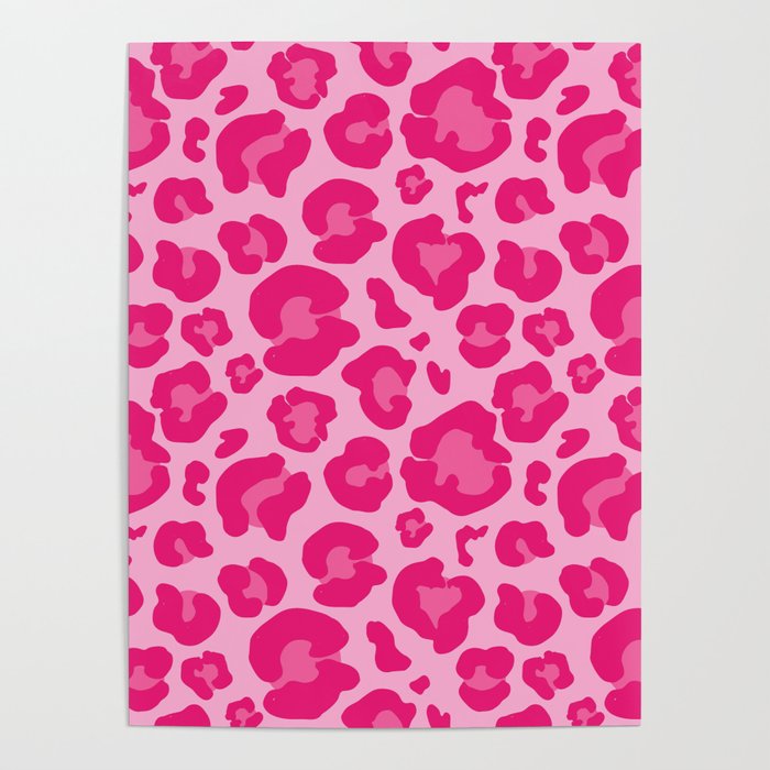 Pink Leopard Print Pattern Wallpaper Preppy Aesthetic Poster by