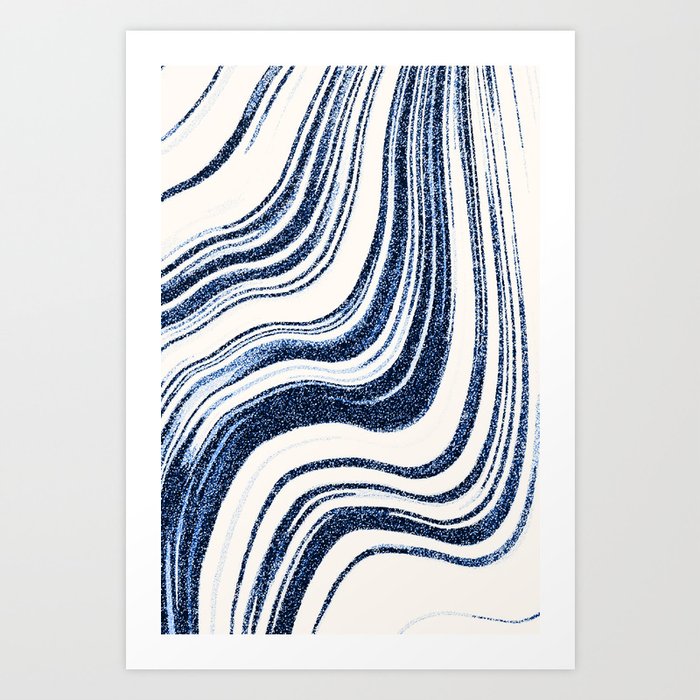 Textured Marble - Indigo Blue Art Print