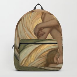 The Heart Of The Rose romantic female floral rose nude still life portrait painting by Elihu Vedder  Backpack