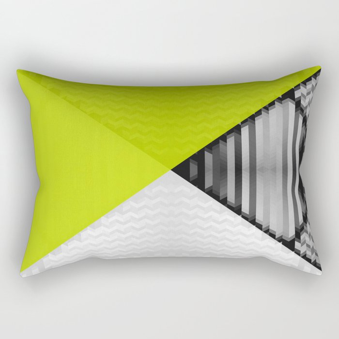Black White and Bright Yellow Rectangular Pillow
