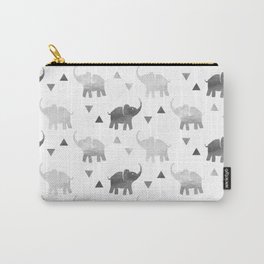 Elephants and Triangles - Silver Carry-All Pouch