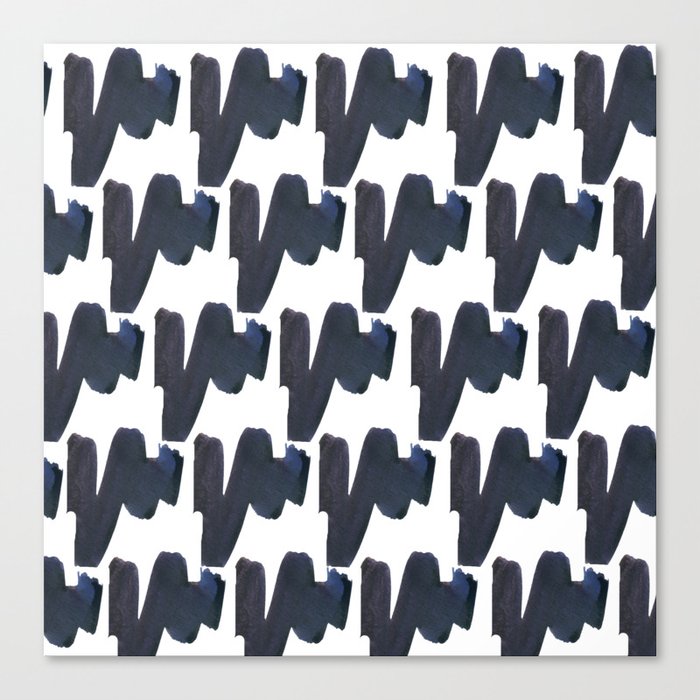 Navy blue black abstract watercolor zigzag brushstrokes pattern Canvas Print