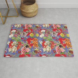 Poodle Dogs & Cats Celebrate Love with Flowers - Veri Peri  Area & Throw Rug