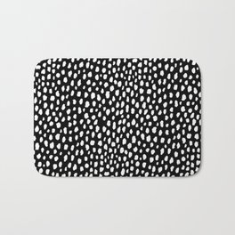 Handmade polka dot brush strokes (black and white reverse dalmatian) Bath Mat