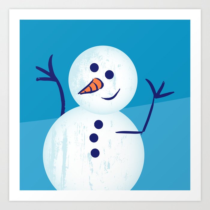 Happy Winter Snowman Art Print