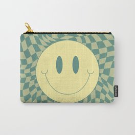 Yellow green smiley wavy checker Carry-All Pouch