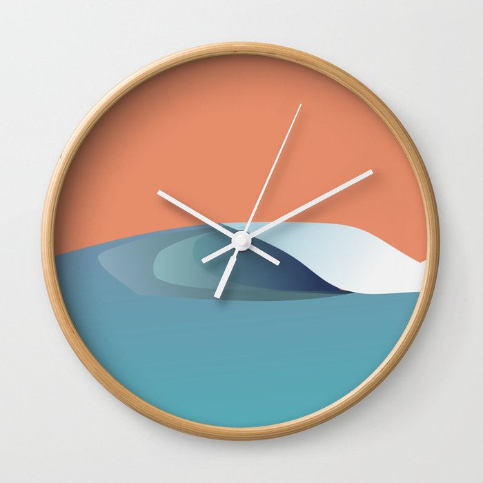 Water - Minimalistic Wavey Ocean Sea Design Wall Clock