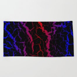 Cracked Space Lava - Blue/Red Beach Towel