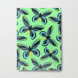 Queen Alexandra' s birdwing butterfly pattern Metal Print | Butterfly, Admiral, Illustration, Animal, Blue, Pattern, Black, Ink, Insect, Birdwing 