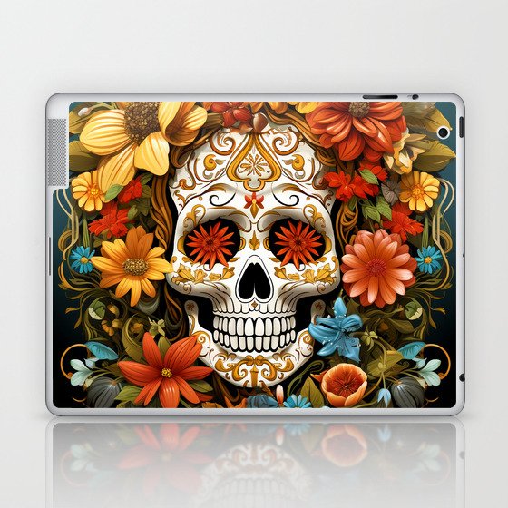 Sugar skull with flowers #7 Laptop & iPad Skin