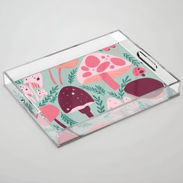 Mushrooms - Pink & Green Acrylic Tray