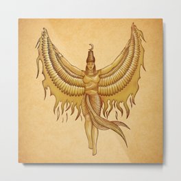 Isis, Goddess Egypt with wings of the legendary bird Phoenix Metal Print