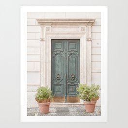 Vintage Door In Rome City Photo | Baroque Street Architecture Art Print | Italy Travel Photography Art Print