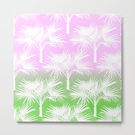 70’s Tie Dye Ombre Palm Trees Pink and Green Metal Print