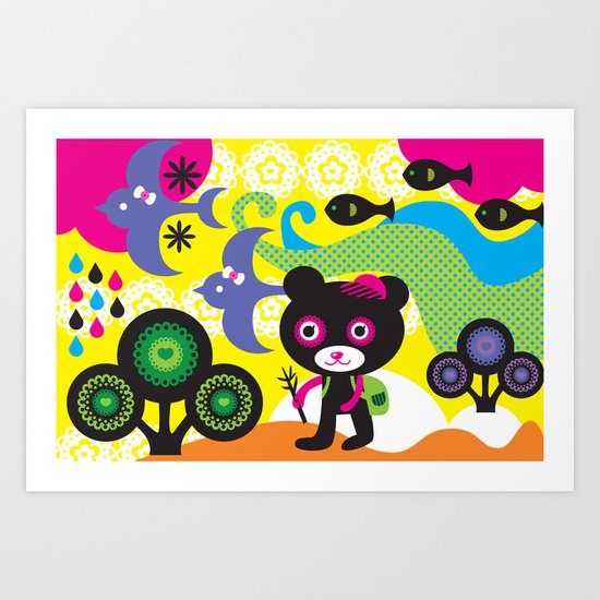 Hiking bear Art Print