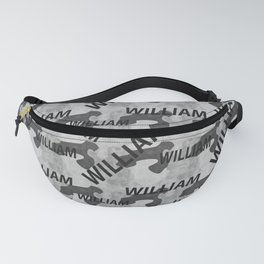 William pattern in gray colors and watercolor texture Fanny Pack