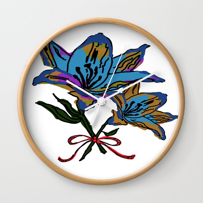 Colorful Lilly Bouquet Wall Clock