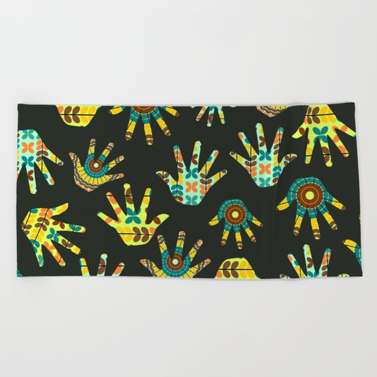 Colorful hands Beach Towel