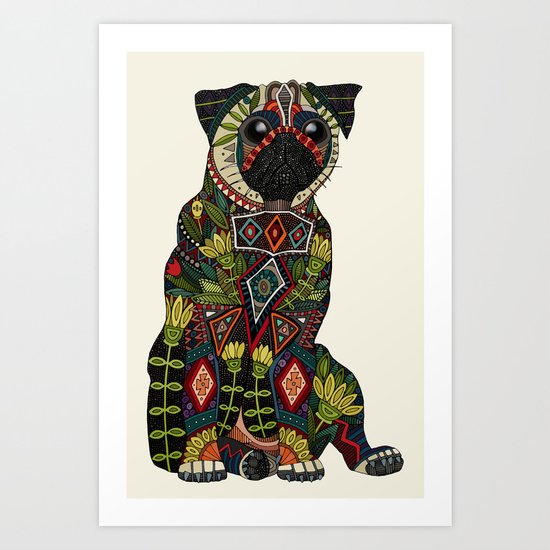 pug love ivory Art Print