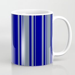 [ Thumbnail: Slate Gray and Blue Colored Lined Pattern Coffee Mug ]