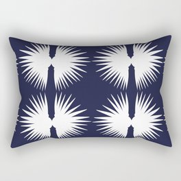 Leaf Head White and Navy Rectangular Pillow