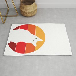 Vintage Retro 80s Curious Cute Cat on Sunset Looking Funny design Rug | Crows, Barbados, Pigeons, Birds, Rabbits, Animal, Zoo, Bears, Funny, Graphicdesign 