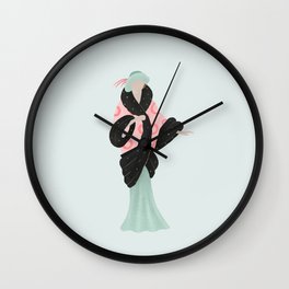 Art deco lady in a fur coat Wall Clock