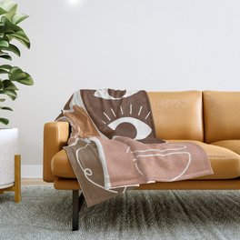 Abstract Face Contemporary Earthy Tones Throw Blanket